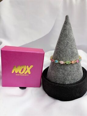 Rainbow Gemstone Tennis Bracelet - Gold